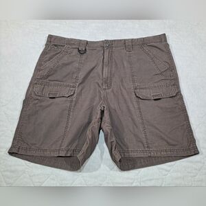 Wrangler Hero Cargo Shorts Big Men's 42 Brown 7-Pocket Zip-up Athletic Issue